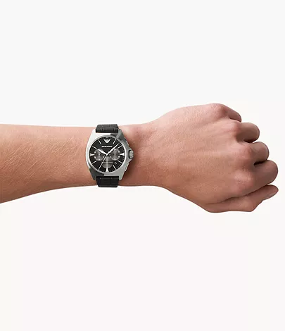 Emporio Armani Chronograph Black Leather Watch - AR11430 - Watch 