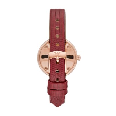 Emporio Armani Two-Hand Red Leather Watch - AR11438 - Watch Station