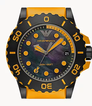 Emporio Armani Three-Hand Date Orange Bio Based Plastic Watch