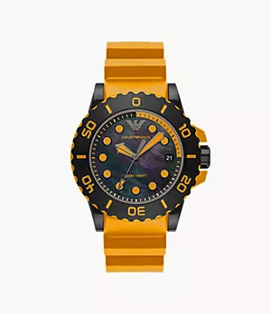 Emporio Armani Three-Hand Date Orange Bio Based Plastic Watch