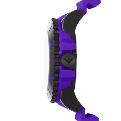 Emporio Armani Three-Hand Date Purple Bio Based Plastic Watch