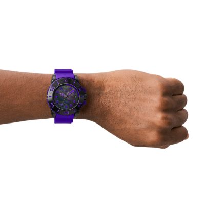 Emporio Armani Three-Hand Date Purple Bio Based Plastic Watch