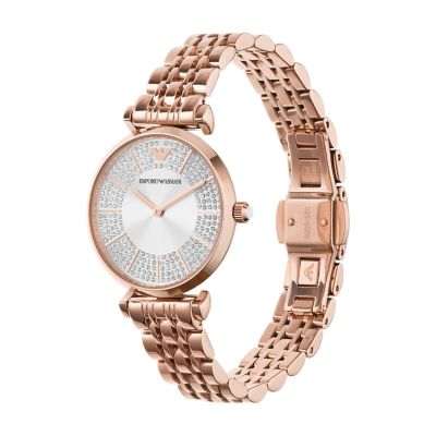 Emporio Armani Two-Hand Rose Gold-Tone Stainless Steel Watch