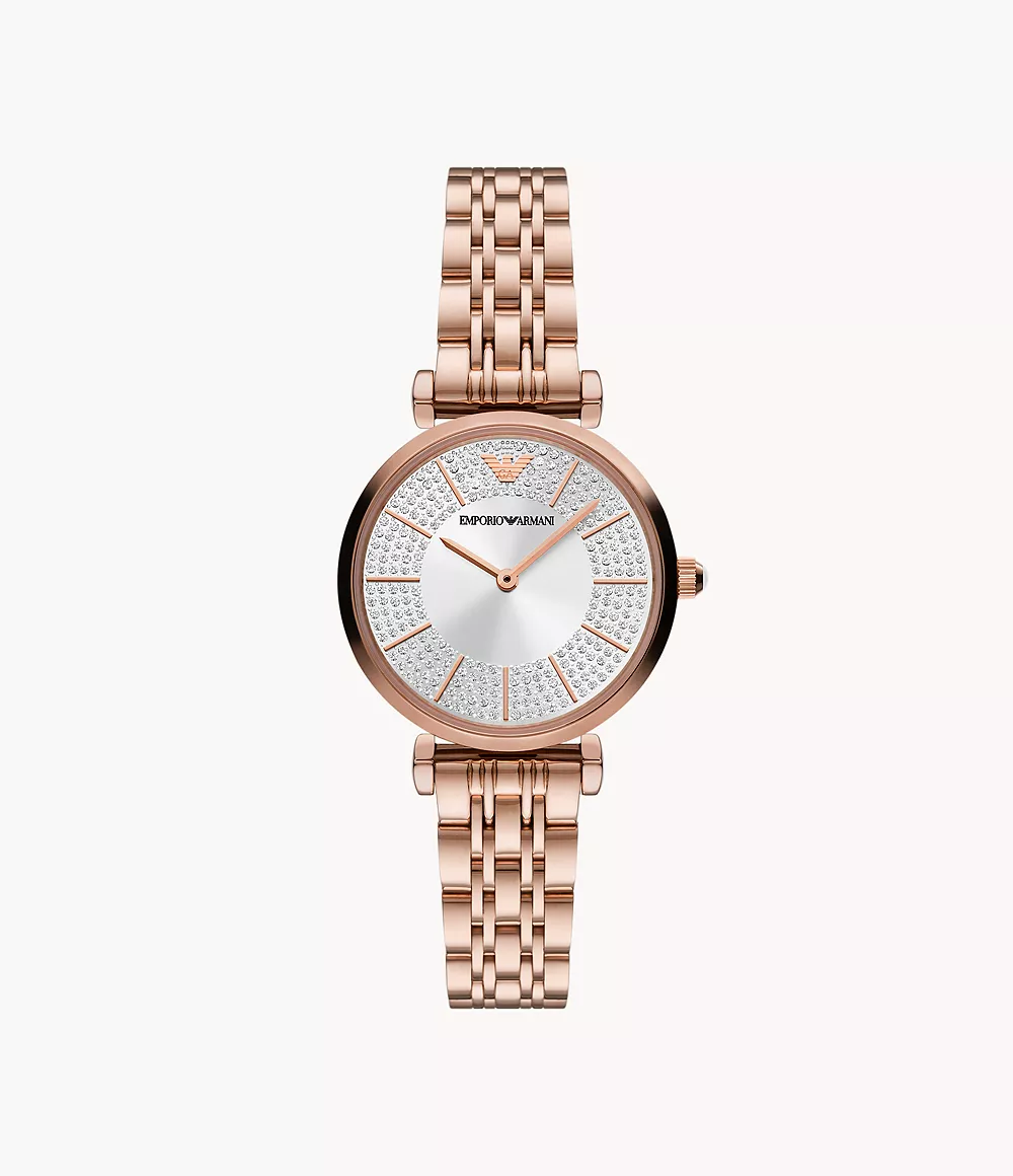 Emporio Armani Women’s Emporio Armani Two-Hand Rose Gold-Tone Stainless Steel Watch