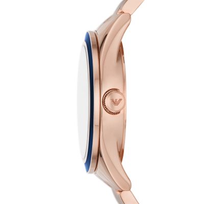 Emporio Armani Three-Hand Date Rose Gold-Tone Stainless Steel