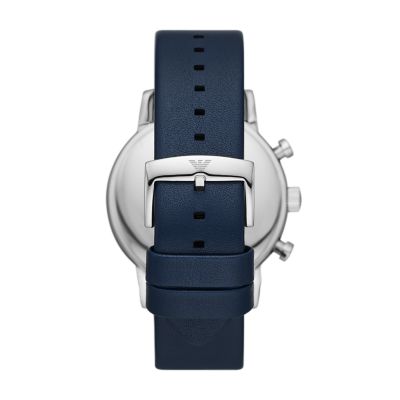 Station - Blue Leather Watch Watch Emporio - Chronograph Armani AR11451