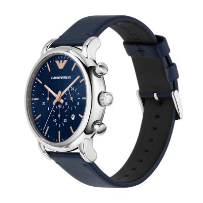 Emporio Armani Chronograph Blue Leather Watch - AR11451 - Watch Station