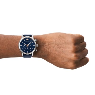 Emporio Armani Chronograph Blue Leather Watch - AR11451