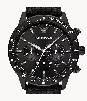 Emporio Armani Uhr Chronograph Stoff schwarz