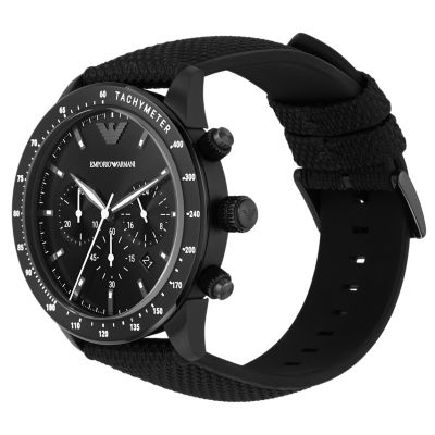 Watch AR11453 Emporio Chronograph Station Armani Fabric Black Watch - -