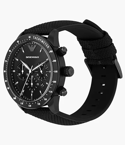Emporio Armani Chronograph Black Fabric Watch - AR11453 - Watch Station