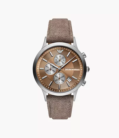 Emporio Armani Chronograph Gray Fabric Watch - AR11456 - Watch Station