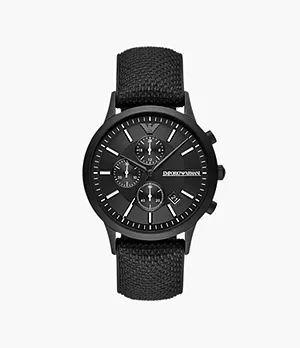 Montre chronographe Emporio Armani avec tissu renforcé en silicone, noire
