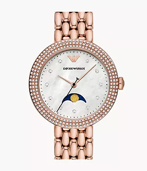 Emporio Armani Multifunction Rose Gold-Tone Stainless Steel Watch