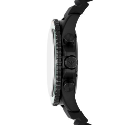 Station Watch AR11463 Black Emporio - Silicone Chronograph - Armani Watch