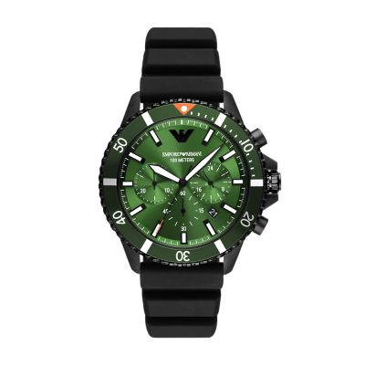 Watch - Silicone Black Watch Chronograph Station Emporio Armani AR11463 -