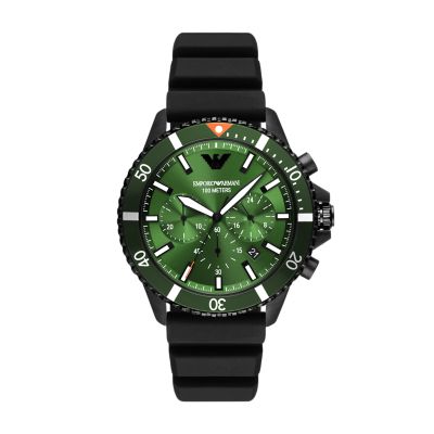 Emporio Armani Chronograph Silicone Watch AR11463 - Watch Station Black 