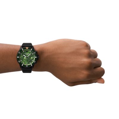 Emporio Armani Chronograph Black Silicone Watch - AR11463 - Watch Station
