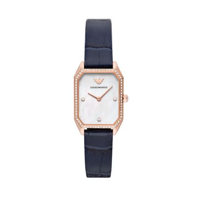 Emporio armani blue leather watch sale