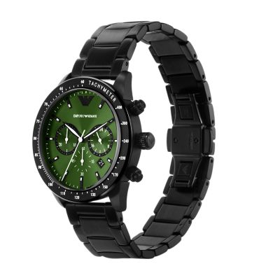 Steel - - Chronograph Emporio Station Stainless AR11472 Watch Armani Black Watch