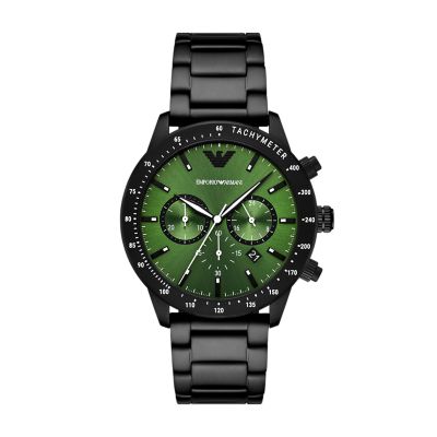 Armani black hot sale steel watch