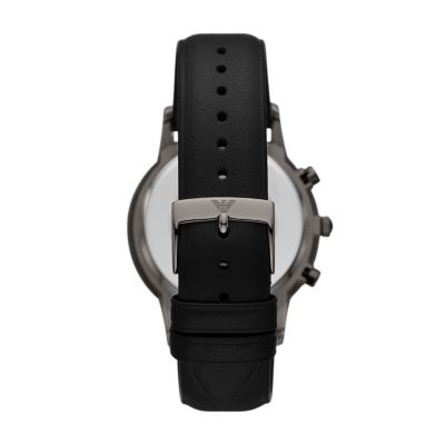 - Leather Watch Watch Armani Emporio AR11473 Station Chronograph Black -