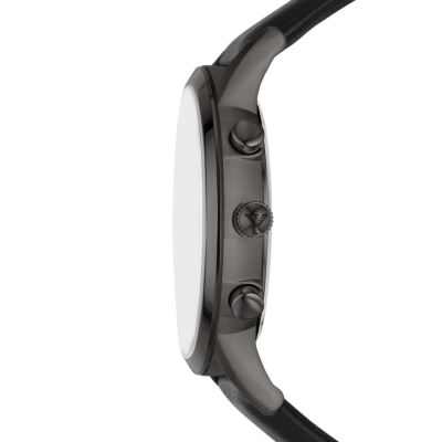 AR11473 Watch Station Chronograph Emporio Leather Watch - Black Armani -