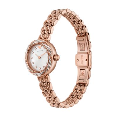 Emporio Armani Two-Hand Rose Gold Stainless Steel Watch - AR11474