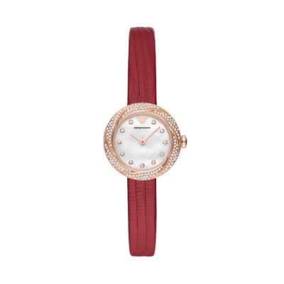 Emporio Armani Two-Hand Red Leather Watch - AR11475 - Watch Station