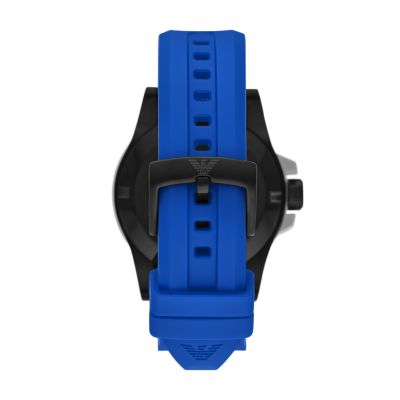 Armani blue shop rubber strap watch