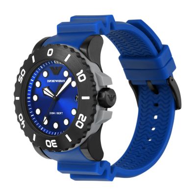 Emporio Armani Three-Hand Date Blue Polyurethane Watch - AR11476