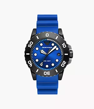 Emporio Armani Three-Hand Date Blue Polyurethane Watch