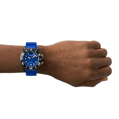 Emporio Armani Three-Hand Date Blue Polyurethane Watch - AR11476