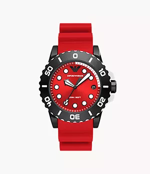 Emporio Armani Three-Hand Date Red Polyurethane Watch