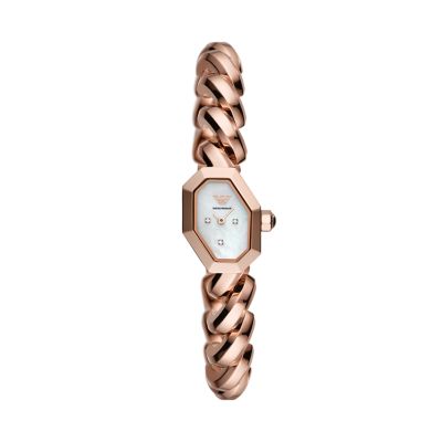 Emporio Armani Two-Hand Rose Gold Stainless Steel Watch