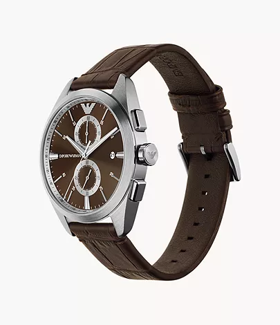 Emporio Armani Chronograph Brown Leather Watch - AR11482 - Watch Station