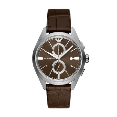 Emporio Armani Leather Brown Chronograph Station Watch Watch AR11482 - 