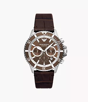 Emporio Armani Uhr Chronograph Leder braun