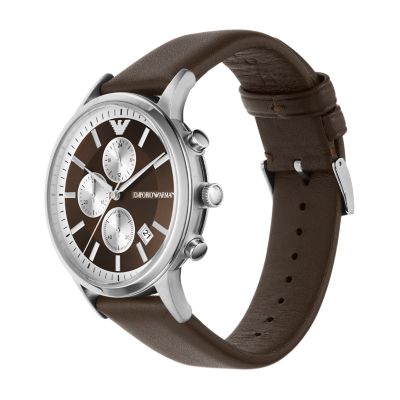 Emporio Armani Chronograph Brown Leather Watch - AR11490 - Watch Station