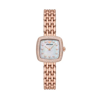 Emporio Armani Two-Hand Rose Gold Stainless Steel Watch