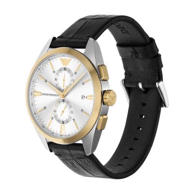 Armani Leather Chronograph - Watch Black Watch AR11498 - Emporio Station
