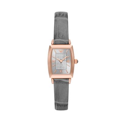 Emporio Armani Two-Hand Grey Leather Watch