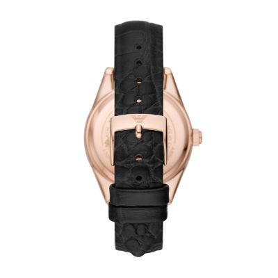 Emporio Armani Three-Hand Date Black Leather Watch - AR11505