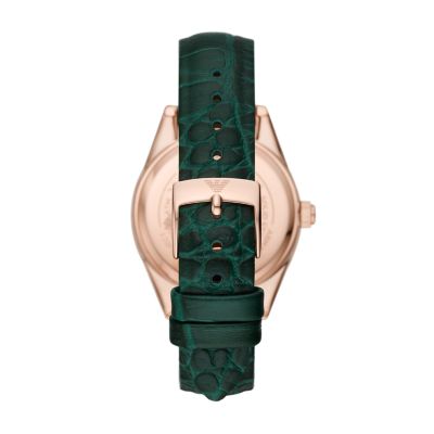 Emporio Armani Three-Hand Date Green Leather Watch - AR11506