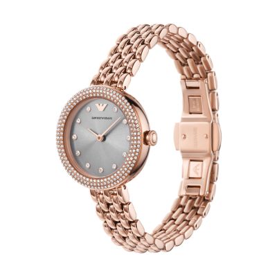 Emporio Armani Two-Hand Rose Gold Stainless Steel Watch - AR11508