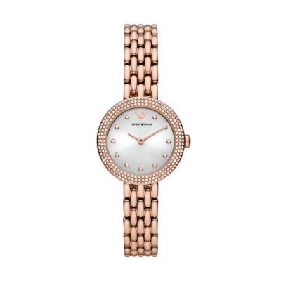 Emporio Armani Two-Hand Rose Gold Stainless Steel Watch - AR11508