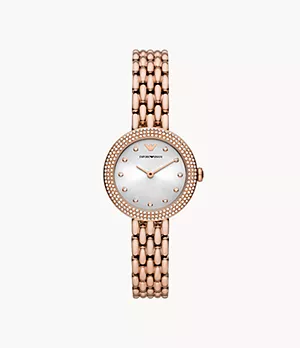 Emporio Armani Two-Hand Rose Gold Stainless Steel Watch