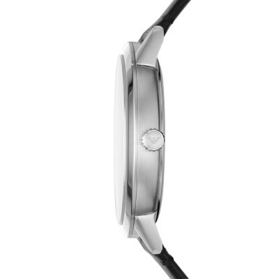Emporio Armani Three-Hand Date Black Leather Watch - AR11509