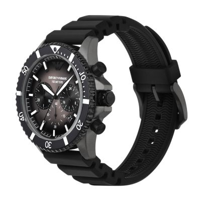 Emporio Armani Chronograph Black Silicone Station AR11515 Watch - - Watch
