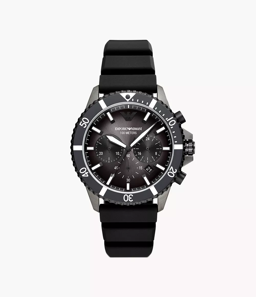 Emporio Armani Chronograph Black Silicone Watch - AR11515 - Watch Station